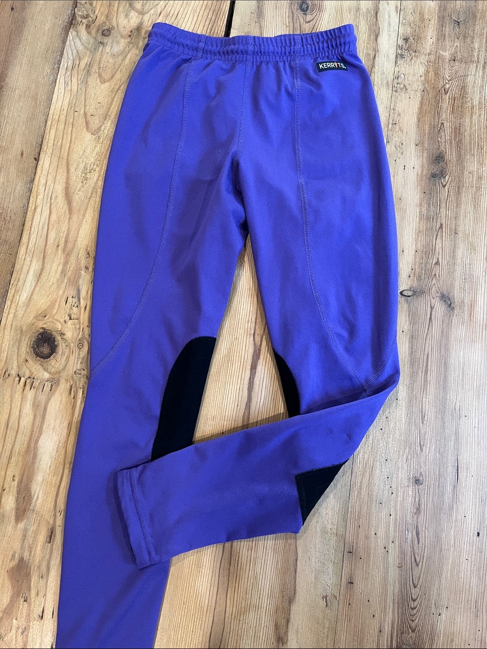 KERRITS Kids M (8-10) Purple/Black Patch Riding Breeches Pants Leggings
